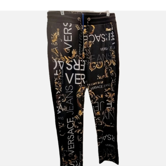 Versace Jeans Collection Black and Gold Patterned Pants - Picture 1 of 4